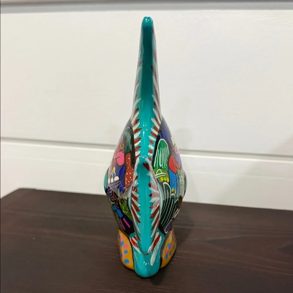 Talavera Mexican Folk Art Colorful Fish Pottery Sculpture Decor Hand Painted